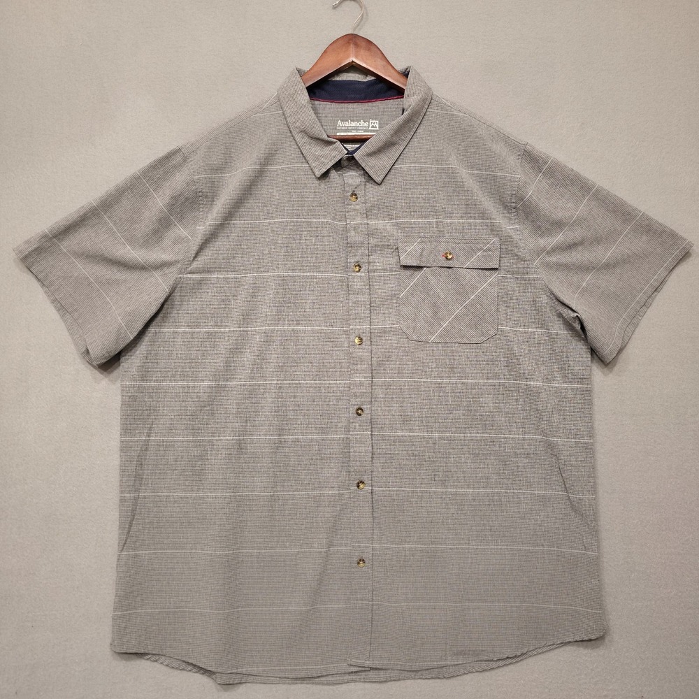 Avalanche Men's Gray Striped Short Sleeve Button Up Shirt Size XXL
